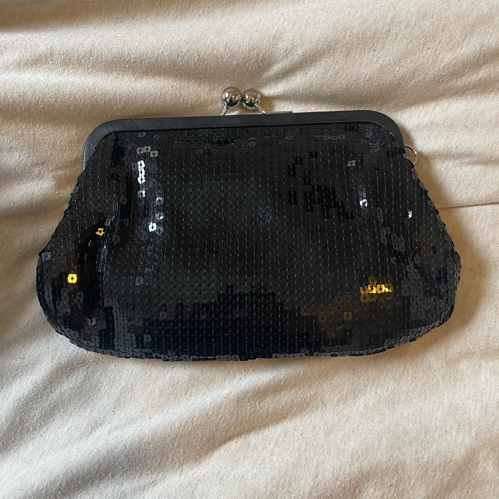 Coach kiss lock black sequin clutch - Picture 2 of 3